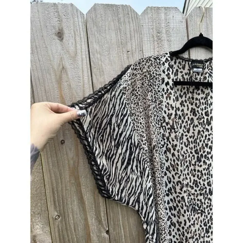 SEDUCTIVE WEAR by Cenima etoile Animal Print Robe Size Small Sheer‎ Sexy Lace